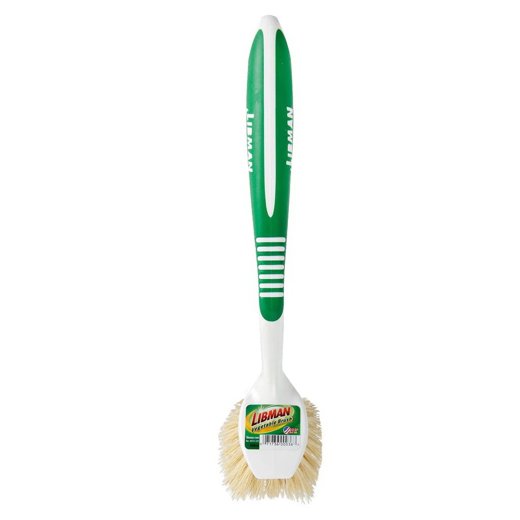 Brush, Libman, Tampico Bristle, 10.13 in L, Santoprene Handle, Green/White - 2