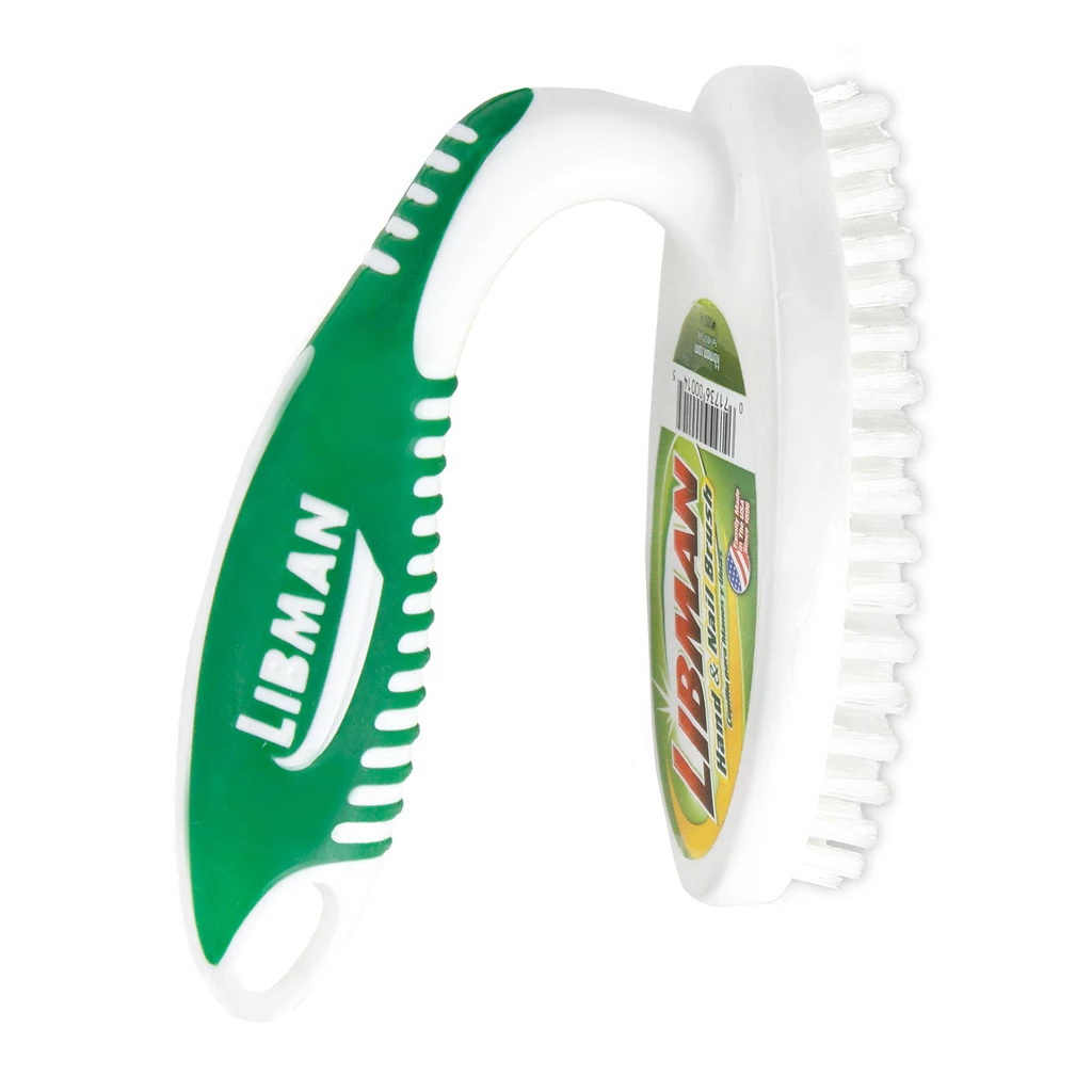 Hand and Nail Brush, Libman, Polymer, 4-1/4 in W Brush, 5-1/4 in OAL, Green - 2