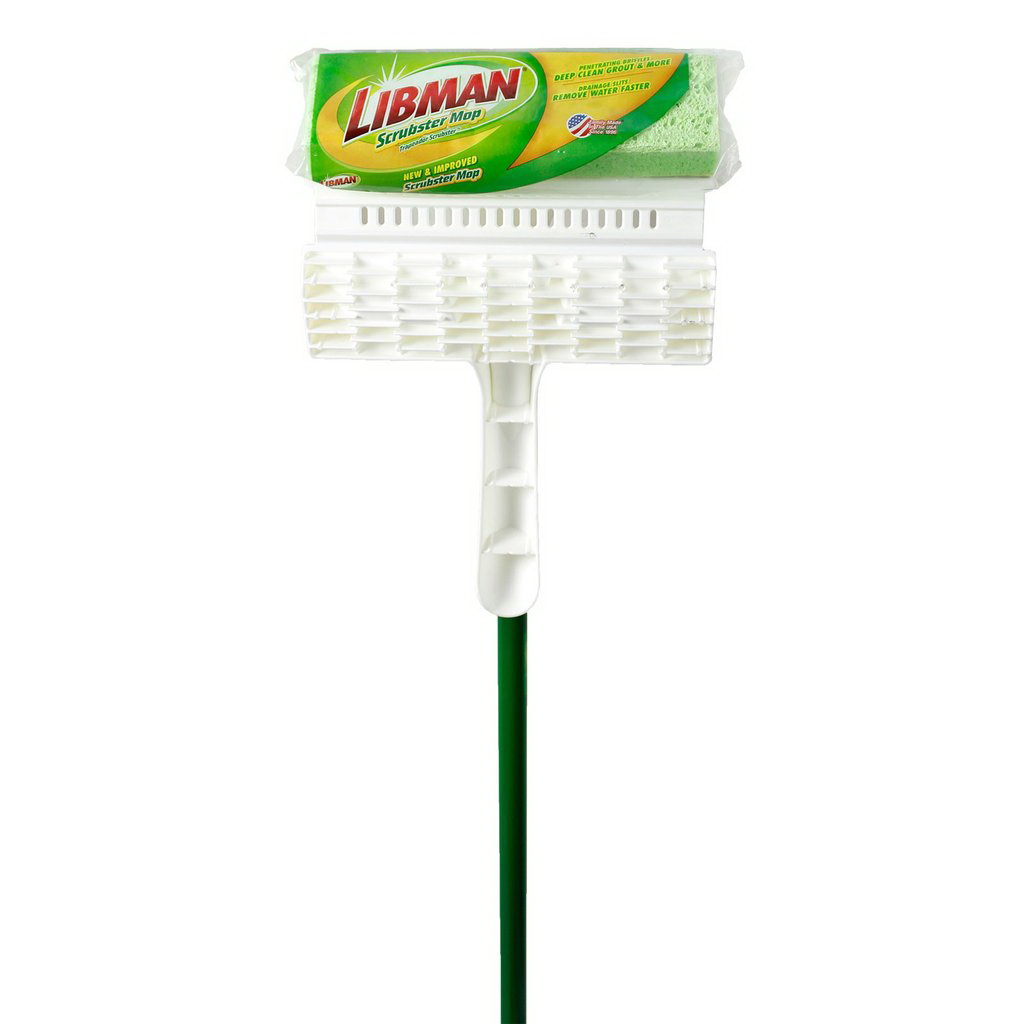 Libman SCRUBSTER Series 3103 Mop, 9 in W Frame, 50.13 in OAL, Cellulose Mop Head, Green Mop Head, Quick Change - 2