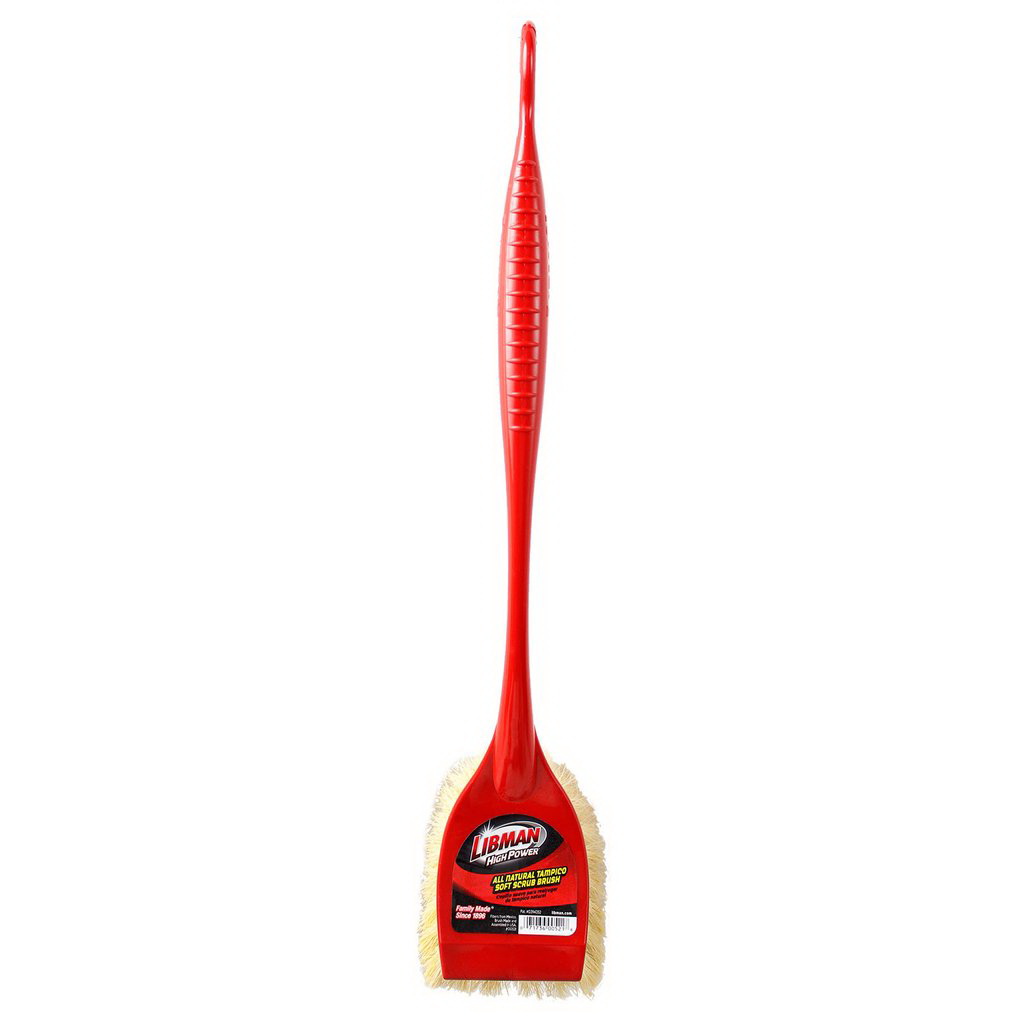 Scrub Brush, Libman, 2 in L Trim, Tampico, 6 in W Brush, 19 in OAL, Red - 2