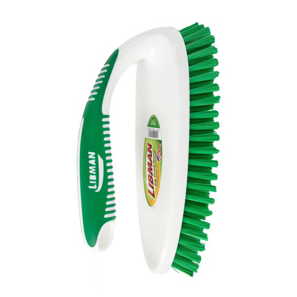Libman 1090 Big Scrub Brush, 1-1/4 in L Trim, Polymer, Green, 3-1/2 in W Brush, 8.13 in OAL, Green/White