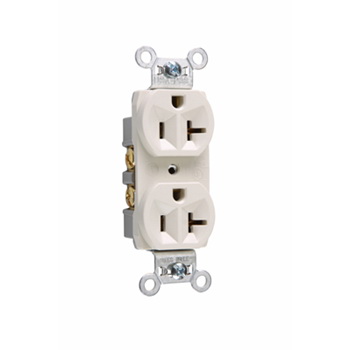 CR20LA Duplex Receptacle, 2 -Pole, 20 A, 125 V, Side Wiring, NEMA: 5-20R, Light Almond