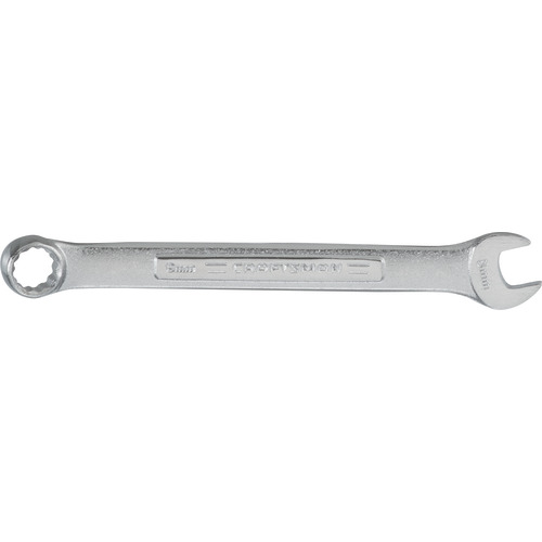 CMMT42912 Combination Wrench, Metric, 8 mm Head, 4.1 in L, 12-Point, Alloy Steel, Chrome, Straight Handle