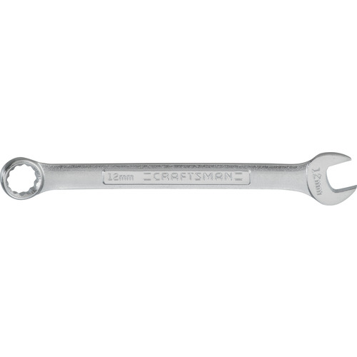 Craftsman CMMT42916 Combination Wrench, Metric, 12 mm Head, 5.8 in L, 12-Point, Alloy Steel, Chrome, Straight Handle - 1