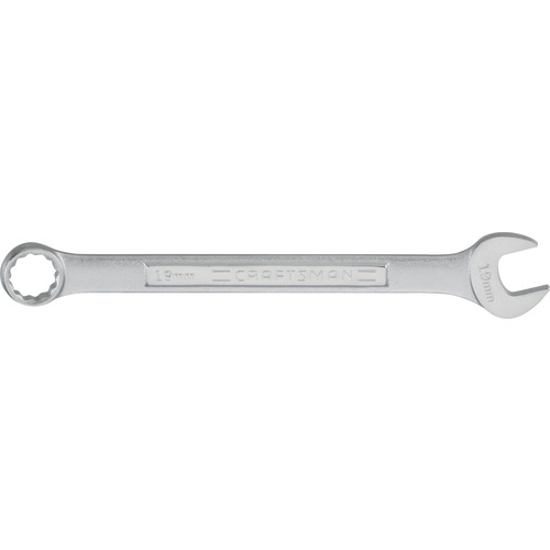 CMMT42921 Combination Wrench, Metric, 19 mm Head, 9-1/2 in L, 12-Point, Alloy Steel, Chrome, Straight Handle
