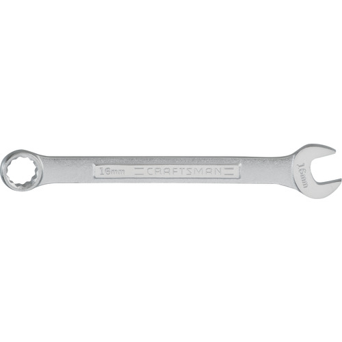 CMMT42924 Combination Wrench, Metric, 16 mm Head, 8 in L, 12-Point, Alloy Steel, Chrome, Straight Handle
