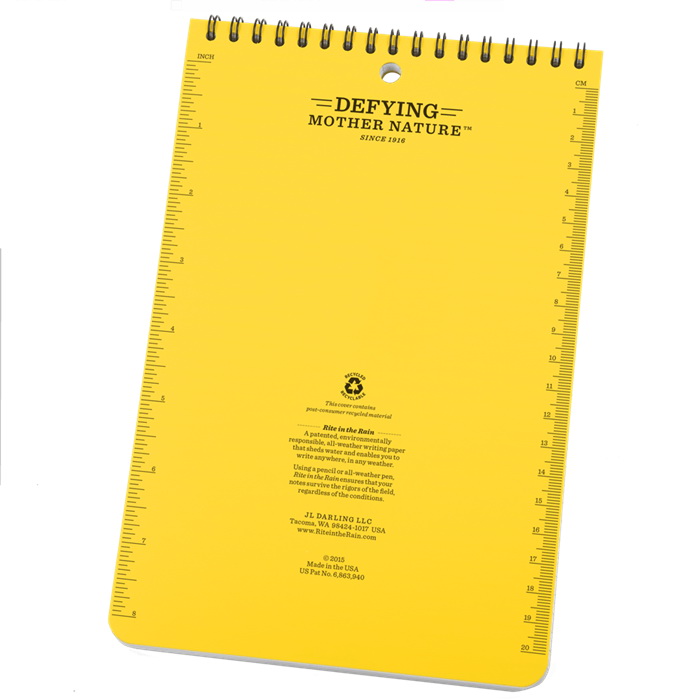 Notebook, Rite in the Rain, 6 x 9 in Sheet, 50-Sheet, White Sheet, Top Spiral Binding - 3