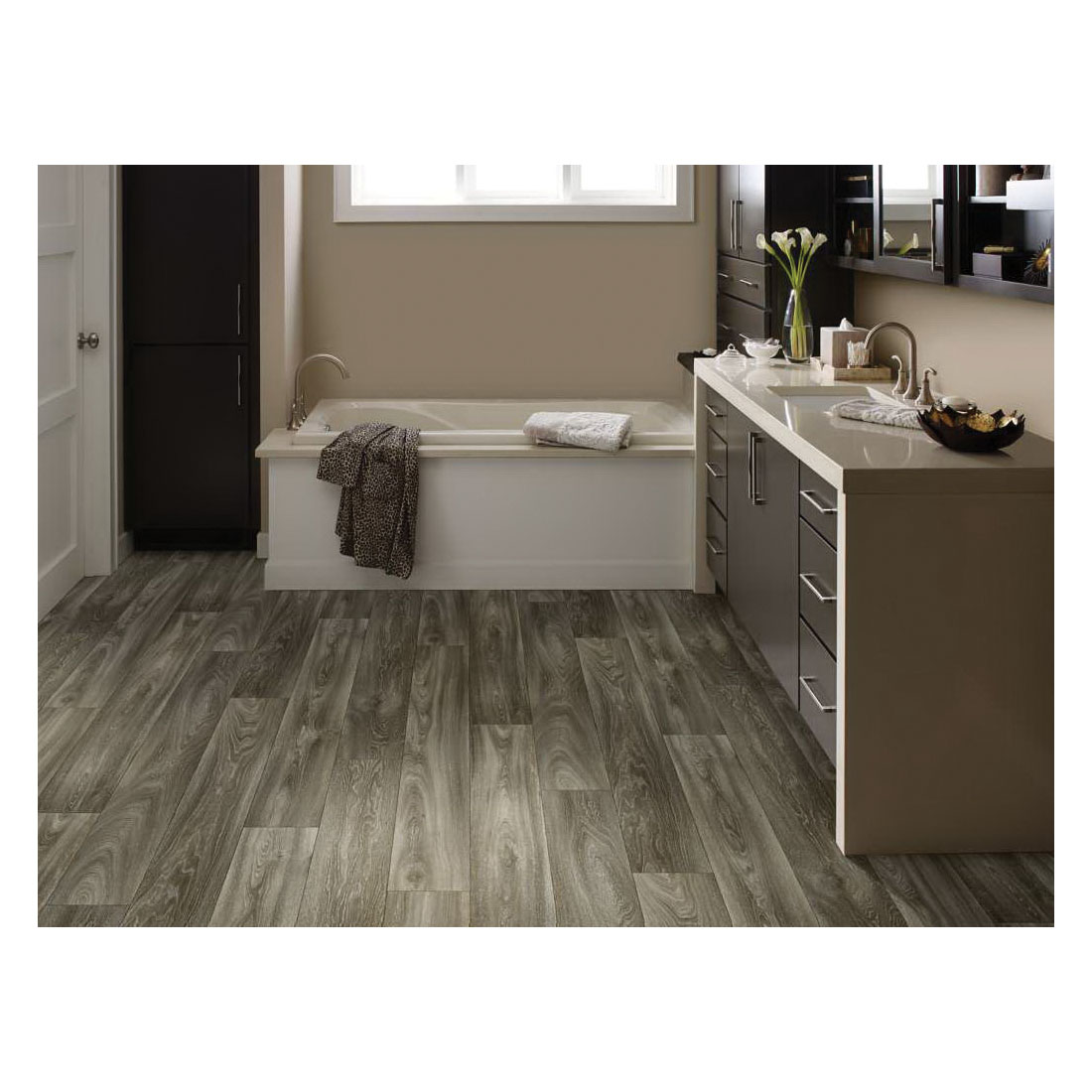 Duratru Vinyl Sheet, Shaw, 12 ft W Roll, 65 ga Thick Total, Above, On, Below Pattern, Iowa - 2