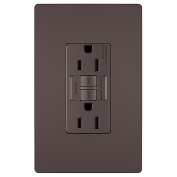 radiant Series 1597TRDBCC4 GFCI Outlet, 125 V, 15 A, NEMA: NEMA 5-15R, Back and Side Wiring, Dark Bronze