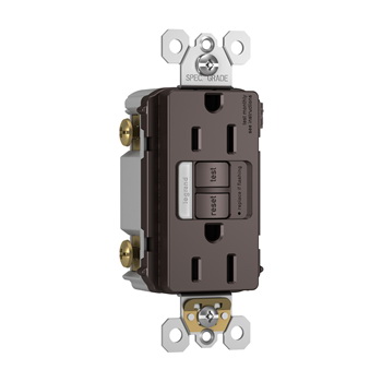 Radiant GFCI Outlet, Pass & Seymour, 125 V, 15 A, NEMA: NEMA 5-15R, Back and Side Wiring, Dark Bronze - 3