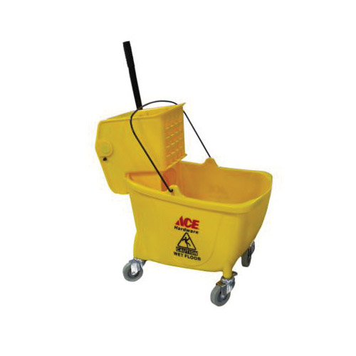 Wringer Bucket, Ace, 35 qt Capacity, Rectangle, Polyethylene Wringer, Yellow - 2