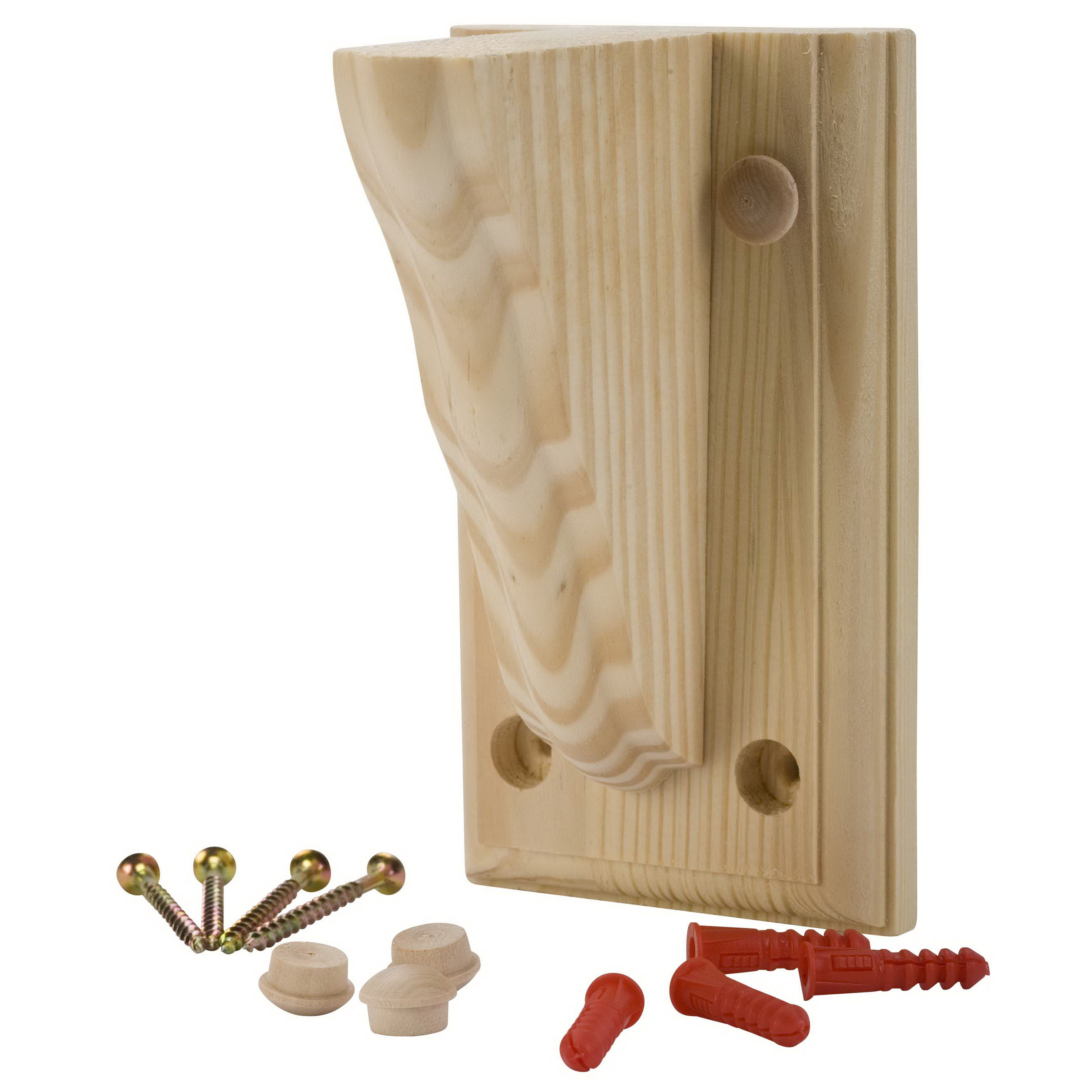 Waddell 352 Bracket, 7-3/4 in L, 5/4 in W, Pine Wood, Natural, Satin - 1