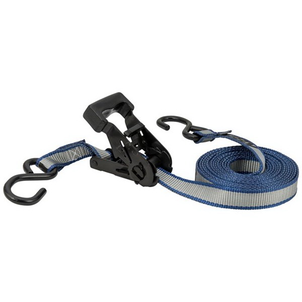 Ratchet Tie-Down Ratchet, Keeper, 1 in W, 14 ft L, Gray, 500 lb Working Load, S-Hook End - 3