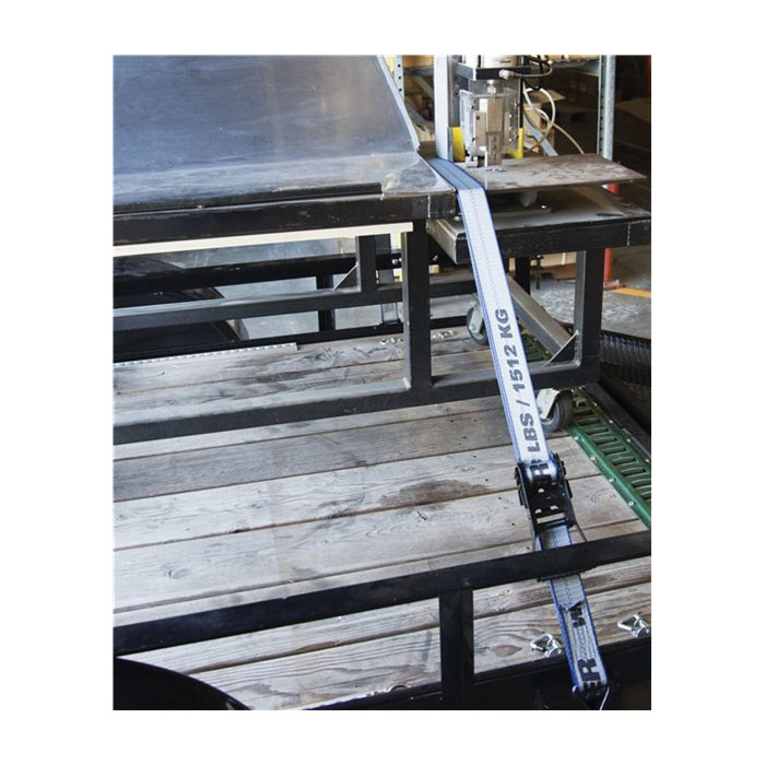Ratchet Tie-Down, Keeper, 2 in W, 14 ft L, Gray, 3333 lb Working Load, Double J-Hook End - 2
