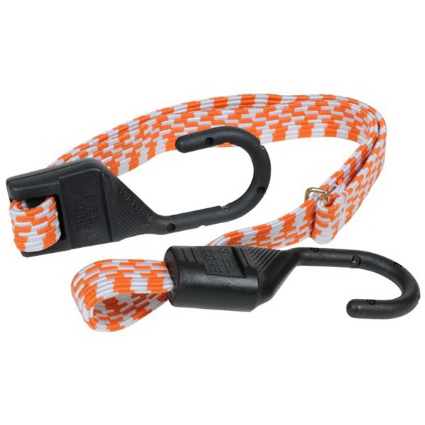 Bungee Cord, Keeper, 10 to 54 in L, Rubber, Orange/White - 2