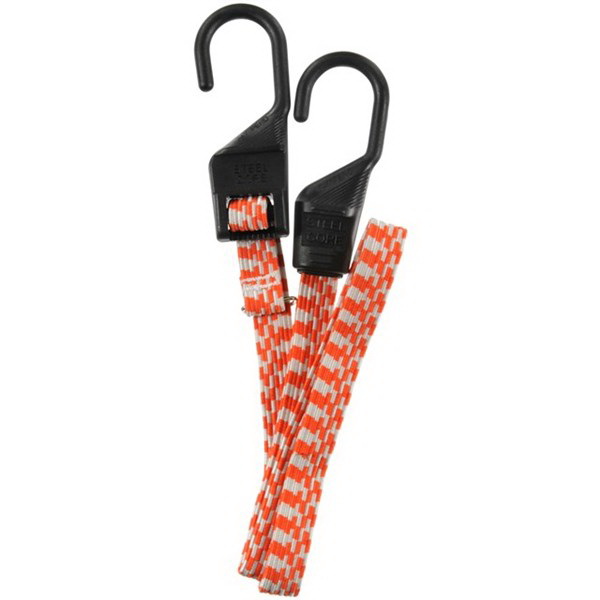 Bungee Cord, Keeper, 10 to 54 in L, Rubber, Orange/White - 3