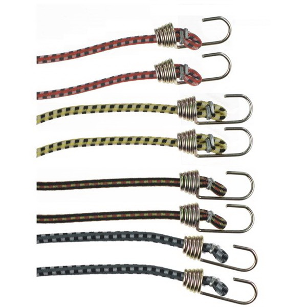 Bungee Cord, Keeper, 10 in L, Rubber/Steel, Black/White, 8 pk jar - 2