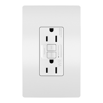 Radiant GFCI Outlet, Pass & Seymour, 125 V, 15 A, NEMA: NEMA 5-15R, Back and Side Wiring, White - 1