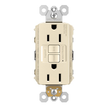 Pass & Seymour radiant Series 1597LA GFCI Outlet, 125 V, 15 A, NEMA: NEMA 5-15R, Back and Side Wiring, Light Almond