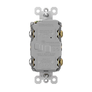 Radiant GFCI Receptacle, Pass & Seymour, 125 V, 20 A, NEMA: NEMA 5-20R, Back and Side Wiring, Light Almond - 4