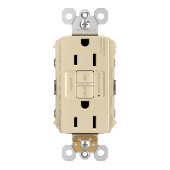 Radiant GFCI Outlet, Pass & Seymour, 125 V, 15 A, NEMA: NEMA 5-15R, Back and Side Wiring, Ivory - 2