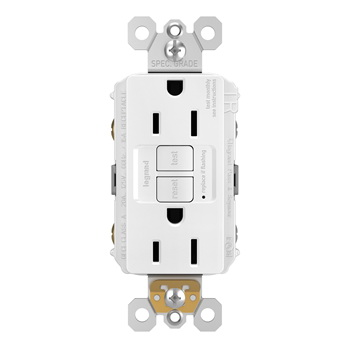 Radiant GFCI Outlet, Pass & Seymour, 125 V, 15 A, NEMA: NEMA 5-15R, Back and Side Wiring, White - 2