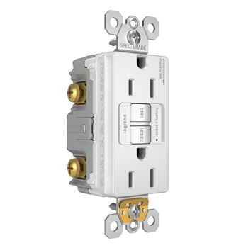 Radiant GFCI Outlet, Pass & Seymour, 125 V, 15 A, NEMA: NEMA 5-15R, Back and Side Wiring, White - 3