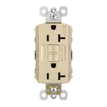 Radiant GFCI Receptacle, Pass & Seymour, 125 V, 20 A, NEMA: NEMA 5-20R, Back and Side Wiring, Ivory - 2