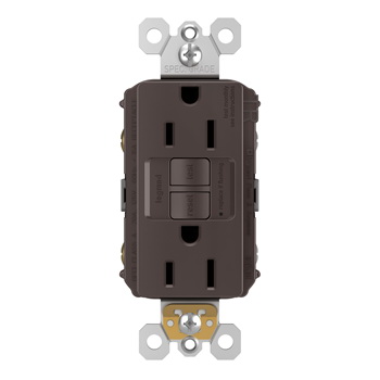 Radiant GFCI Outlet, Pass & Seymour, 125 V, 15 A, NEMA: NEMA 5-15R, Back and Side Wiring, Brown - 2