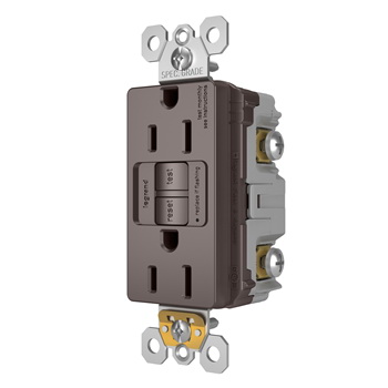 Radiant GFCI Outlet, Pass & Seymour, 125 V, 15 A, NEMA: NEMA 5-15R, Back and Side Wiring, Brown - 3