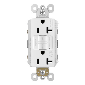 Pass & Seymour radiant 2097TRWRW GFCI Receptacle, 125 V, 20 A, NEMA: NEMA 5-20R, Back and Side Wiring, White