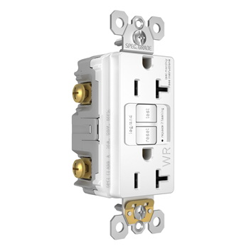 Pass & Seymour radiant 2097TRWRW GFCI Receptacle, 125 V, 20 A, NEMA: NEMA 5-20R, Back and Side Wiring, White