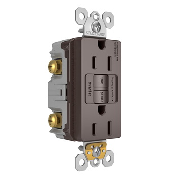 Radiant GFCI Outlet, Pass & Seymour, 125 V, 15 A, NEMA: NEMA 5-15R, Back and Side Wiring, Brown - 3