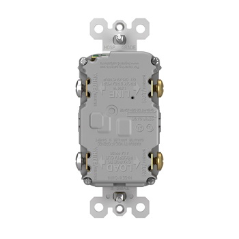 Radiant GFCI Receptacle, Pass & Seymour, 125 V, 20 A, NEMA: NEMA 5-20R, Back and Side Wiring, Gray - 4