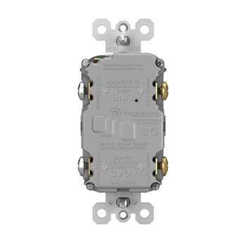 Radiant GFCI Receptacle, Pass & Seymour, 125 V, 20 A, NEMA: NEMA 5-20R, Back and Side Wiring, Black - 4