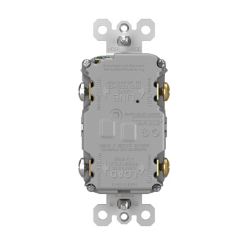 Radiant GFCI Receptacle, Pass & Seymour, 125 V, 20 A, NEMA: NEMA 5-20R, Back and Side Wiring, Gray - 4