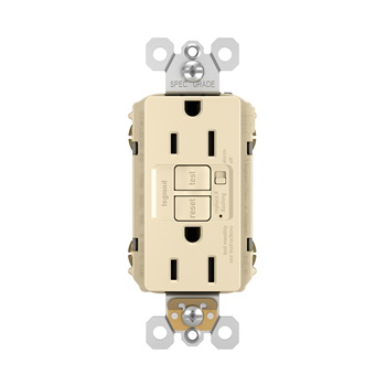 Radiant GFCI Outlet, Pass & Seymour, 125 V, 15 A, NEMA: NEMA 5-15R, Back and Side Wiring, Ivory - 2