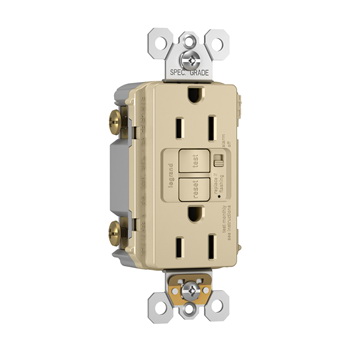 Radiant GFCI Outlet, Pass & Seymour, 125 V, 15 A, NEMA: NEMA 5-15R, Back and Side Wiring, Ivory - 3