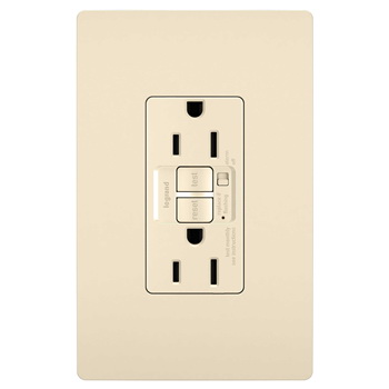 Radiant GFCI Outlet, Pass & Seymour, 125 V, 15 A, NEMA: NEMA 5-15R, Back and Side Wiring, Light Almond - 1