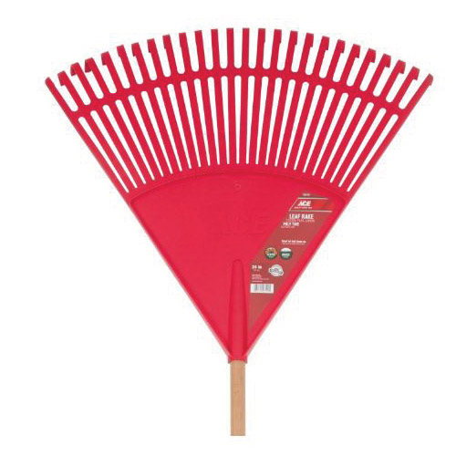Leaf Rake, Ace, Plastic Tine, 24-Tine, Wood Handle, 48 in L Handle - 2