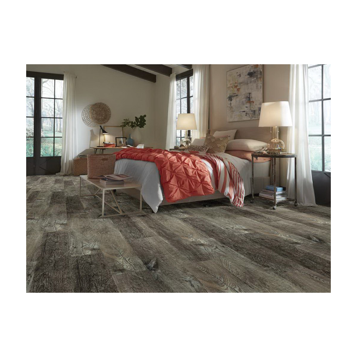 Luxury Vinyl Plank, Shaw, Paramount, 7 in W x 48 in L, 12 mil, Smoky Oak, 18.68 sq-ft per Box - 2