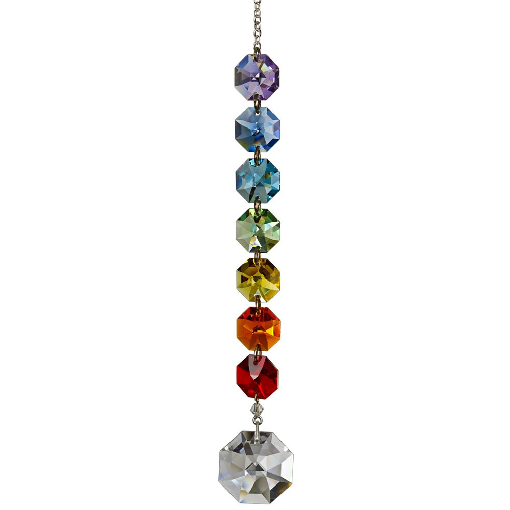 Woodstock Chimes CCHCO Chakra Cascade Suncatcher, 6 in L, Octagon, Crystal