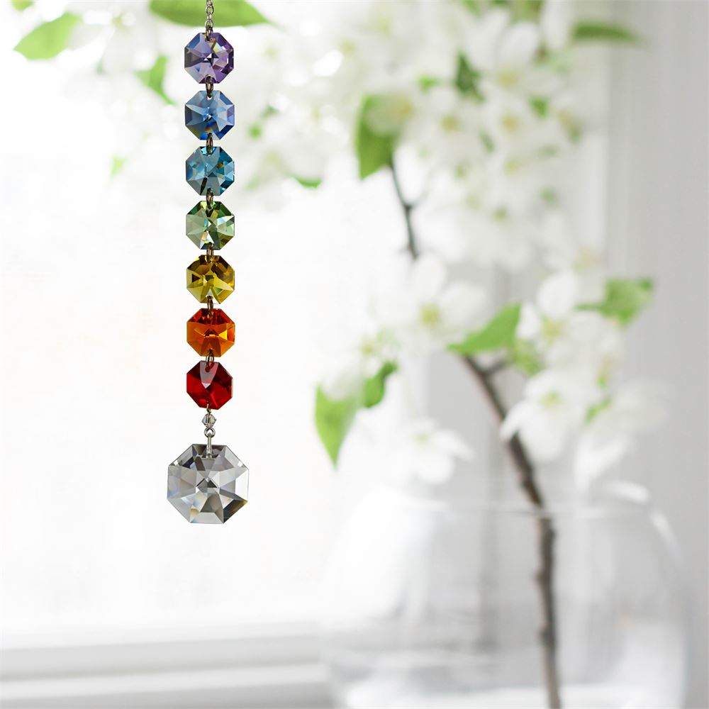 Woodstock Chimes CCHCO Chakra Cascade Suncatcher, 6 in L, Octagon, Crystal