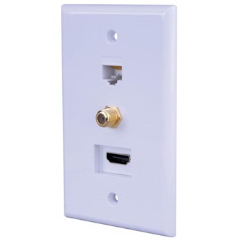 Just Hook It Up JHIU0071 Combo Wallplate, Plastic, White