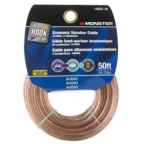 Just Hook It Up 140281-00 Economy-Grade Speaker Wire, 18 AWG Wire, 50 ft L