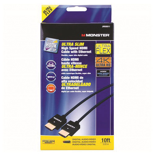 Just Hook It Up JHIU0011 High-Speed HDMI Cable with Ethernet, Black Sheath, 10 ft L