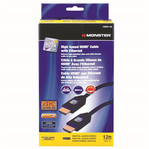 Just Hook It Up 140051-00 High-Speed HDMI Cable with Ethernet, 12 ft L