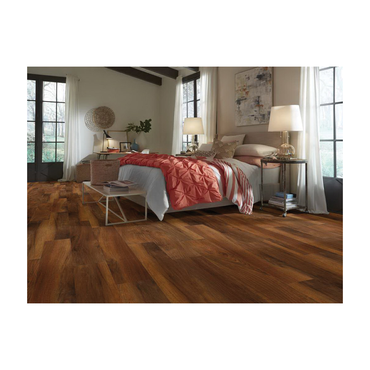 Luxury Vinyl Plank, Shaw, Paramount, 7 in W x 48 in L, 12 mil, Amber Oak, 18.68 sq-ft per Box - 1