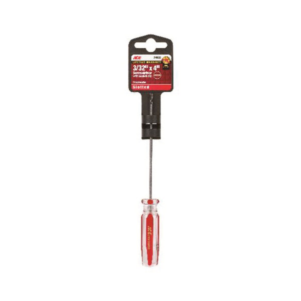 ACE 24833AHT Screwdriver, 3/32 in Drive, Slotted Drive, 4 in L Shank, Plastic Handle, Easy-Grip Handle - 1