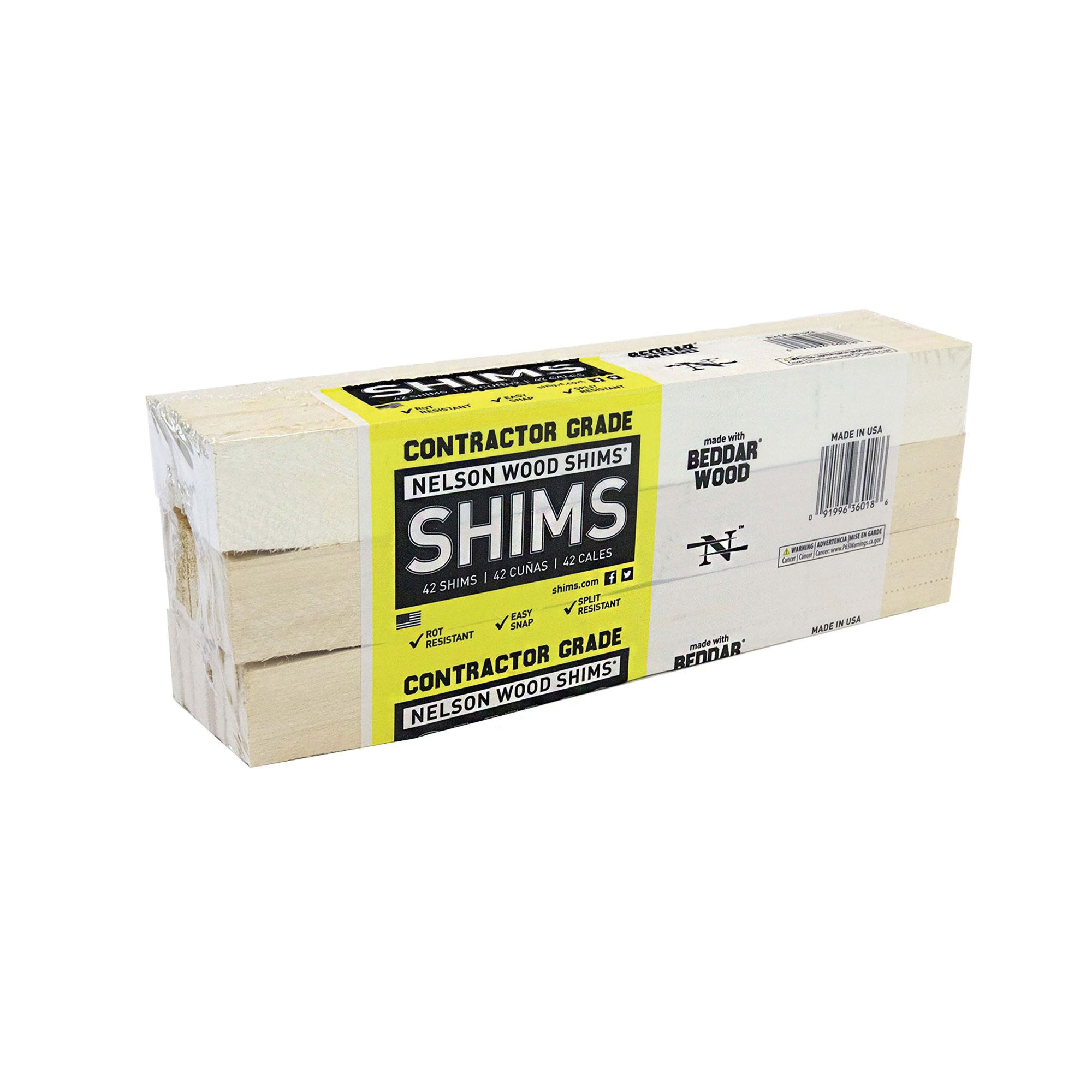 Shims, Nelson, 12 in L, 1-3/8 in W, Beddar Wood, Gold/Yellow 42PK - 3